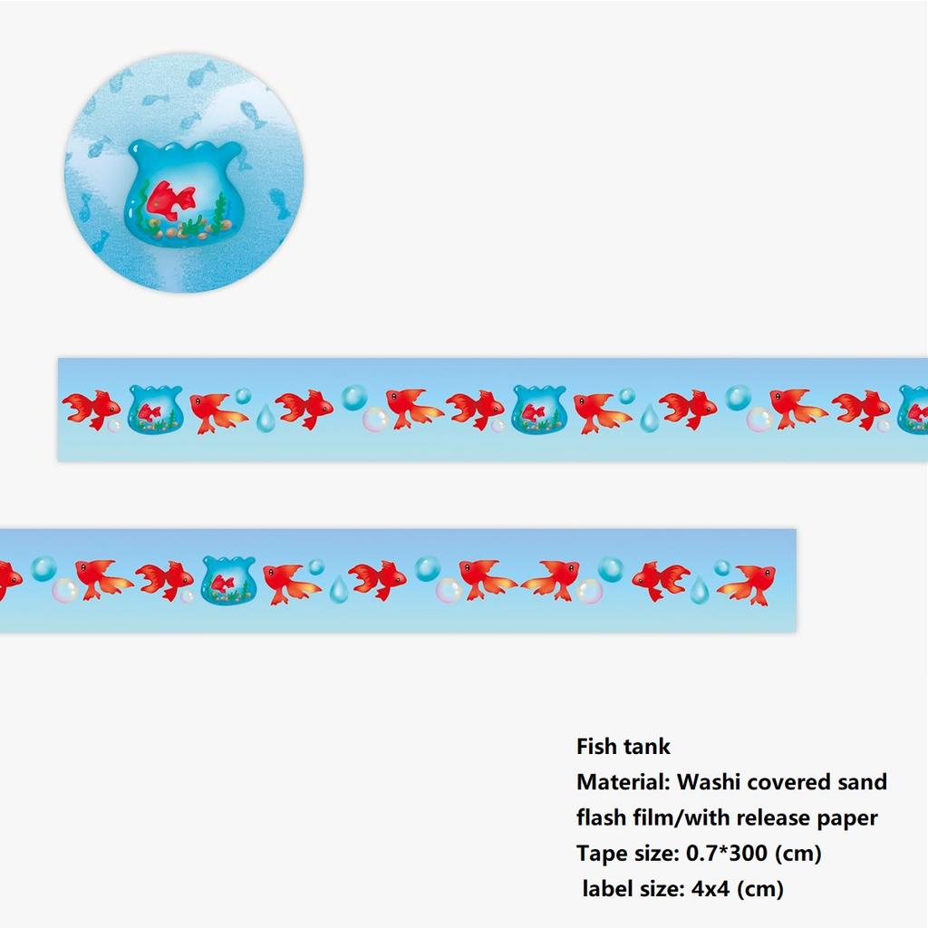 Washi Tape with Sand-Coated Shimmer Film Cute Tomato Deco Washi Tape Kawaii Four-leaf Clover Masking Tape with Release Paper