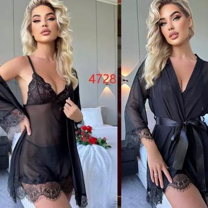 Xia Women's New Suspender Pajamas Set Large Size Fat MM Nightgown Sexy Perspective Sex Home