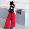 Zweiteiler im koreanischen Streetdance-Stil für Mädchen: Gestreifte ärmellose schnelltrocknende Weste & Hose mit weitem Bein.