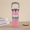 30oz Stainless Steel Travel Mug With Handle Straw Lid Vacuum Insulated Water Bottle Car Office Gym