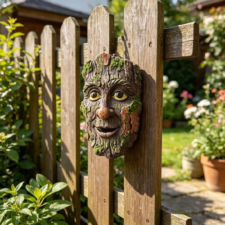 Outdoor Garden Tree Face Sculpture Planter Resin Flower Pot Decorative Hanging Ornament for Courtyard Garden Decoration