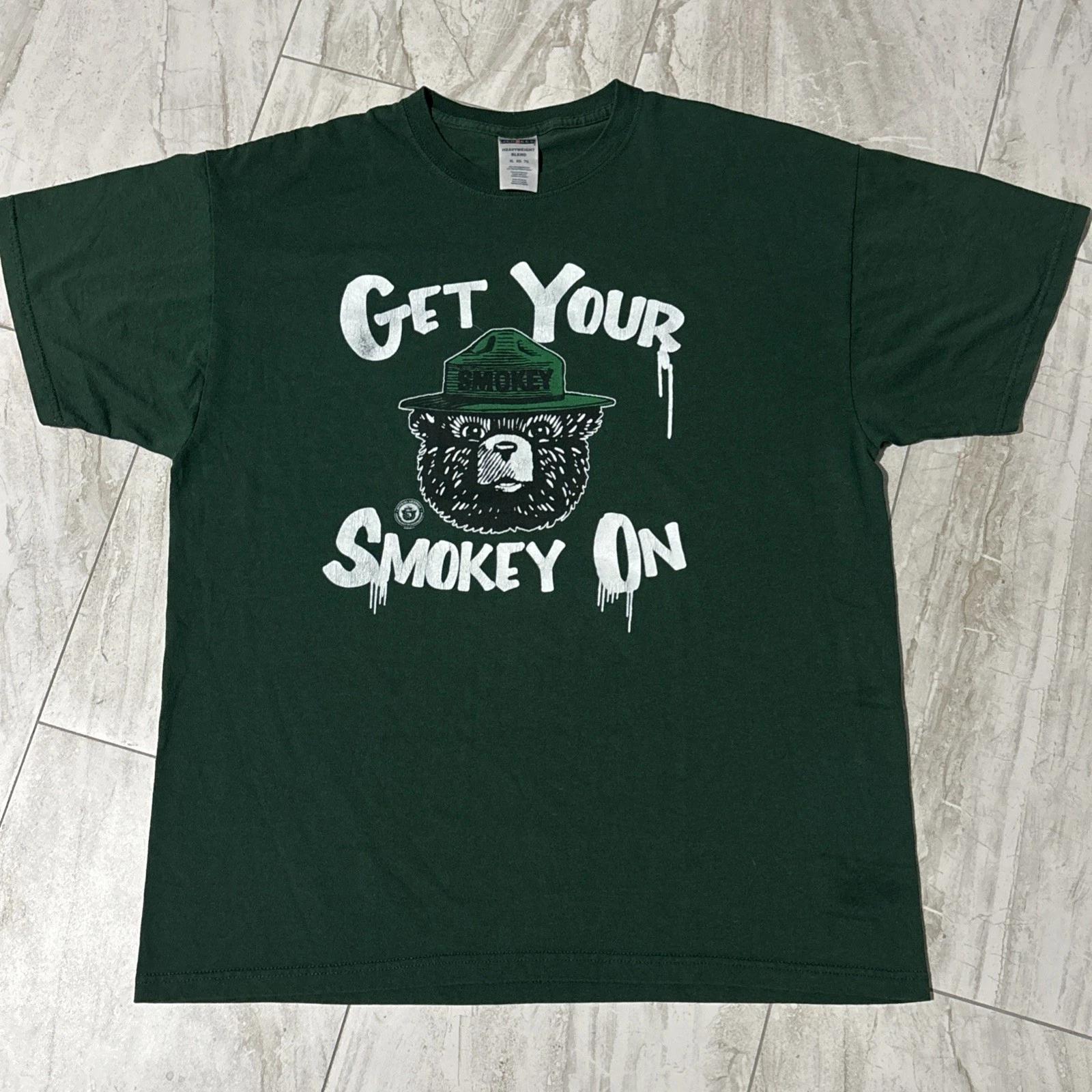 Vintage 90’s Smokey The Bear Get Your Smokey On T Shirt Size XL Men s Green L