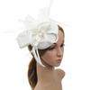 Faux Feather Fascinator Hat Net Yarn Hat Shape Bow Mesh Mini Beret Hat Headdress