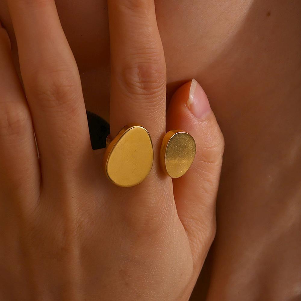 Classic Geometric Irregular Heart Gold Color Rings for Women Stainless Steel Exquisite Double Butterfly Rings Jewelry Party Gift