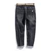 Spring and Summer Jeans Men's Thin Elastic Fit Small Foot Belt Nine-point Pants