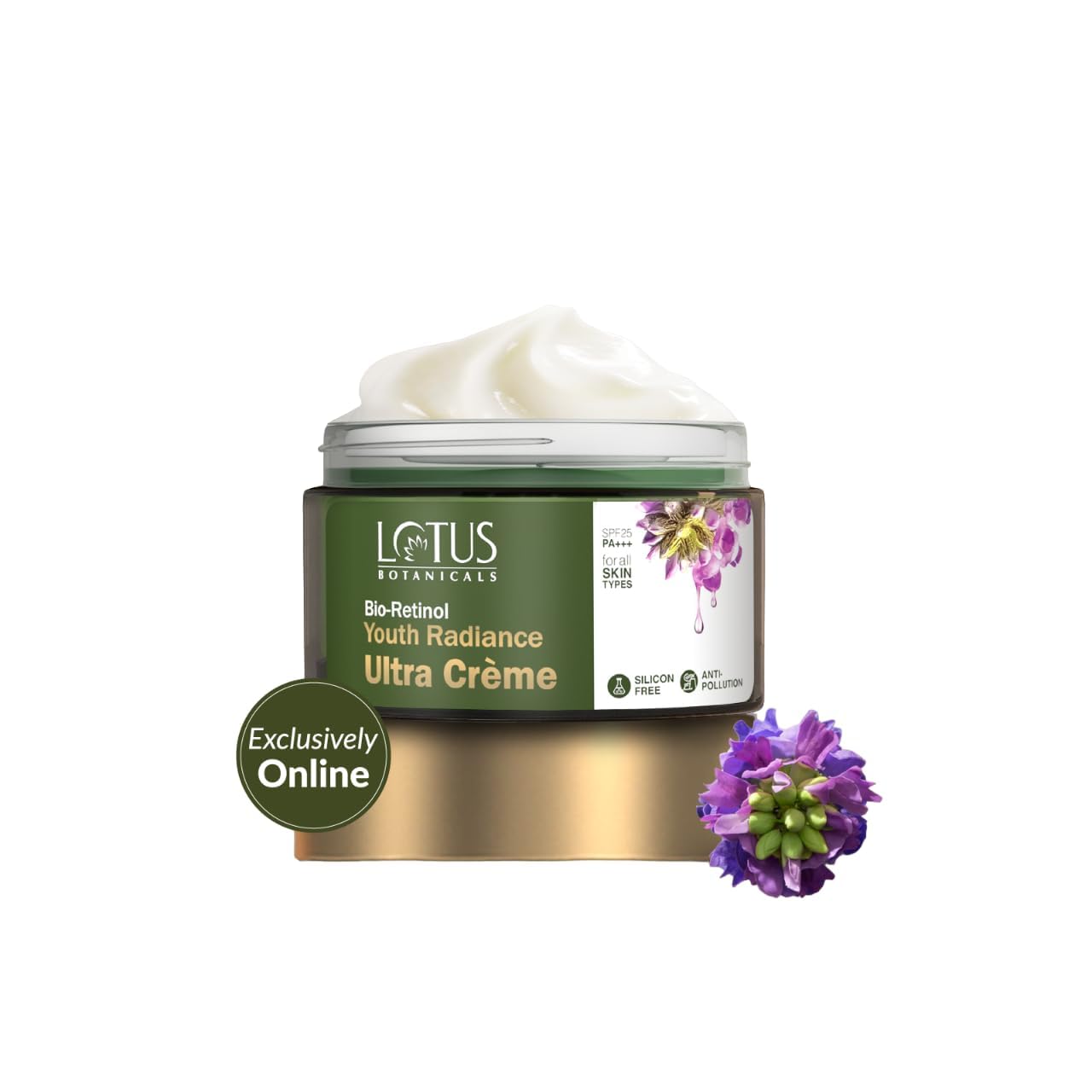 Lotus Botanicals Био-ретинол Сияние молодости Ультра-крем | SPF 25 PA+++ | Без консервантов | Для всех типов кожи | 50 г