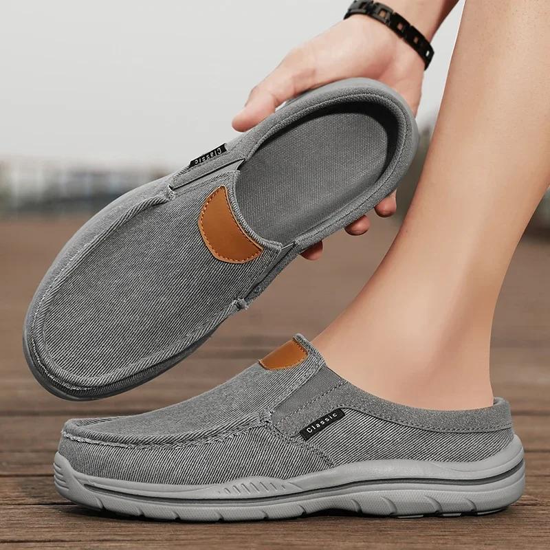 Summer Men Half Slippers Breathable Lightweight Man Casual Shoes Comfortable Walking Sneakers Non-slip Flats Lazy Shoes Zapatos