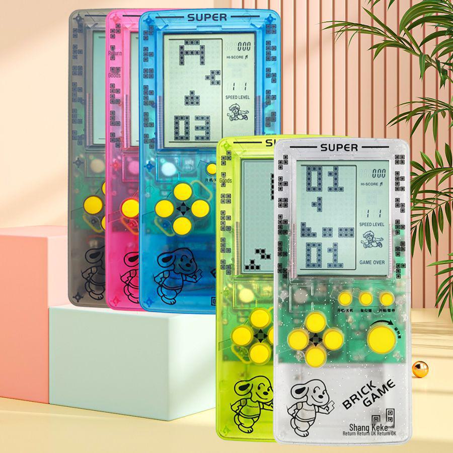 "2023 Nostalgic Tetris Game Console, 4.1-Inch Screen, Transparent Frosted Shell, Handheld"