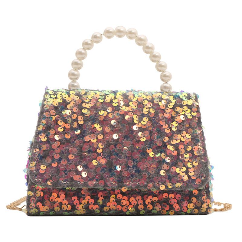 Elegant Black Sequin Evening Shoulder Bag Chic Chain Strap Perfect For Street Style