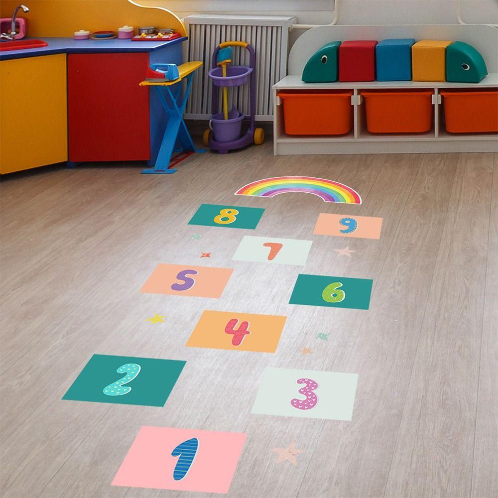 PVC Cartoon Number Grids Self-adhesive Flooring Decals Creative Wall Art  Kid's Room