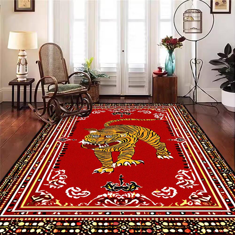 Home Decoration Luxury Retro Persian Carpet for Living Room Big Size Tiger Pattern Non-slip Mat for Kids Office Lounge Decor Rug