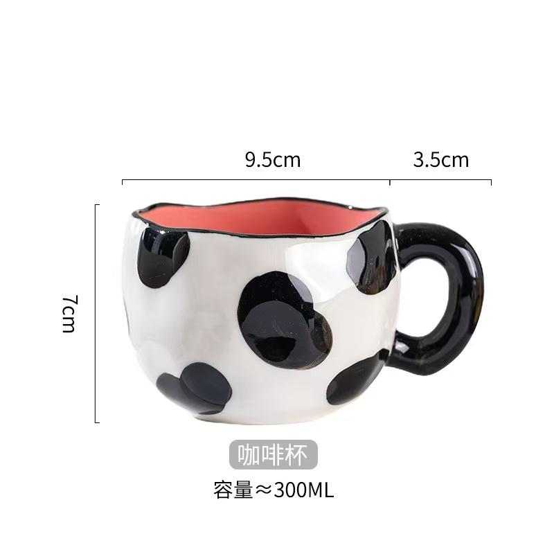 300ML Korean Style Hand Pinched Irregular Ceramic mug Hand-painted Flower Heart Coffee Cup Breakfast Milk Afternoon tea cup Gift