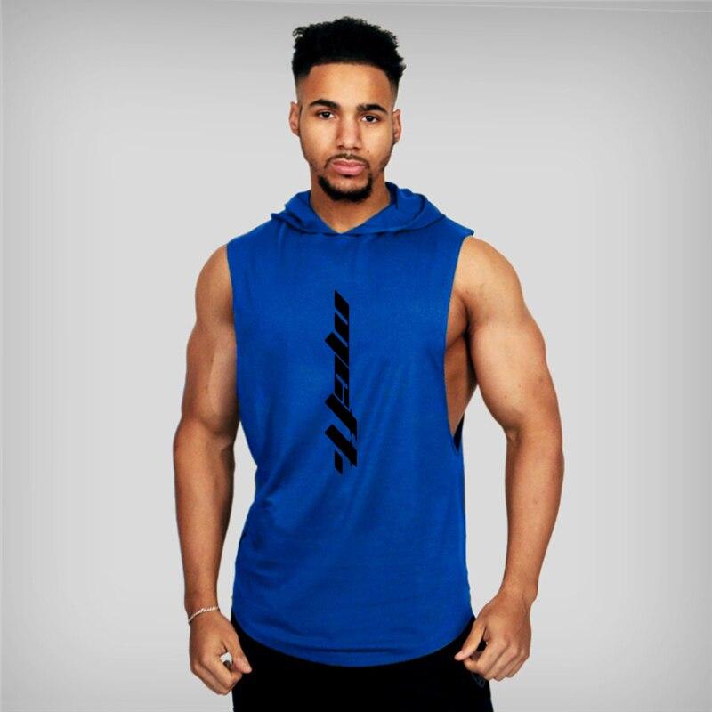 Sommerliches hübsches Streetwear-Tanktop mit Kapuze und Herzausschnitt für Herren, Fitness, Baumwolle, bequem