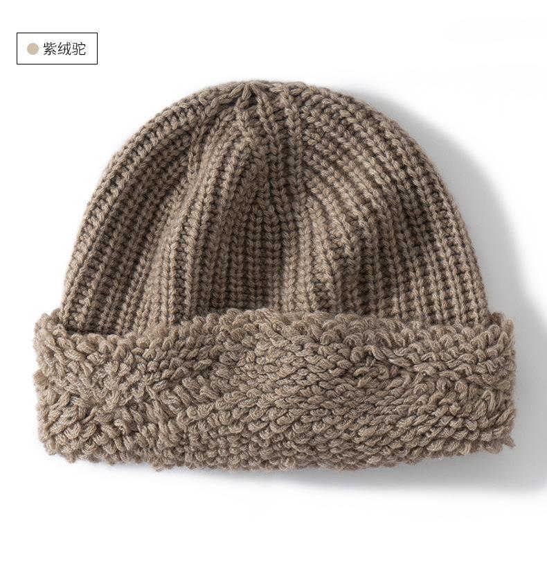 Popular export single cashmere hat women's autumn and winter knitted towel craftsmanship shows small face and loose ear protectors