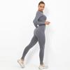 European and American seamless yoga suit women's crescent moon tight elastic long-sleeved running fitness suit women