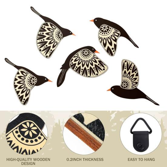 Yousheng Flying Birds Art mural Panneau de toilette en bois Décoration murale de salle de bain à domicile Accessoires de panneau de toilette décoratifs