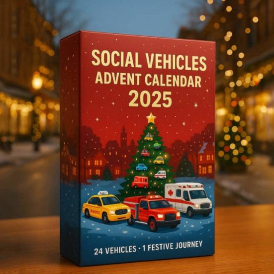 Social Vehicle Advent Calendar 24 Days Acrylic Ornament for Christmas Tree Decor Countdown Decoration for Kids Car Enthusiasts