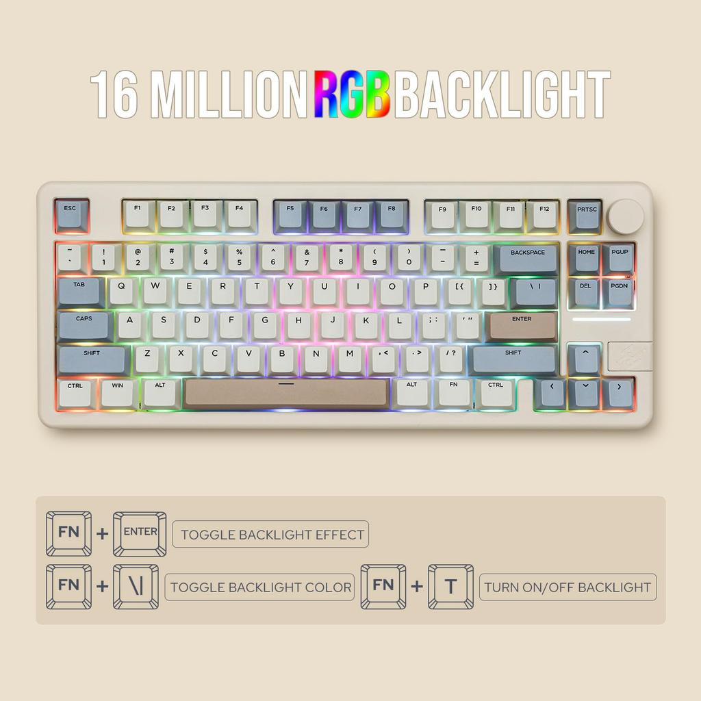 EPOMAKER Galaxy70 Wireless Gaming Aluminum Mechanical Keyboard with Bluetooth Wired Programmable Creamy and Technical Standards Certification Petal