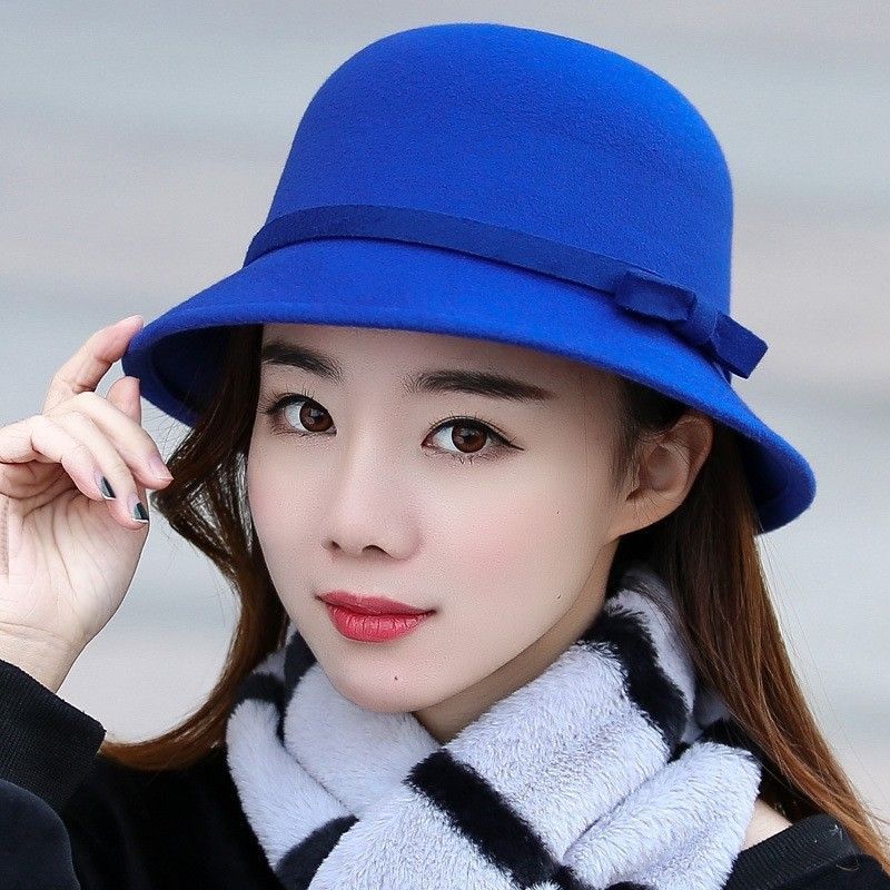 Retro Top Hat Women's Fashion British Woolen Hat Women's Autumn and Winter Felt Hat