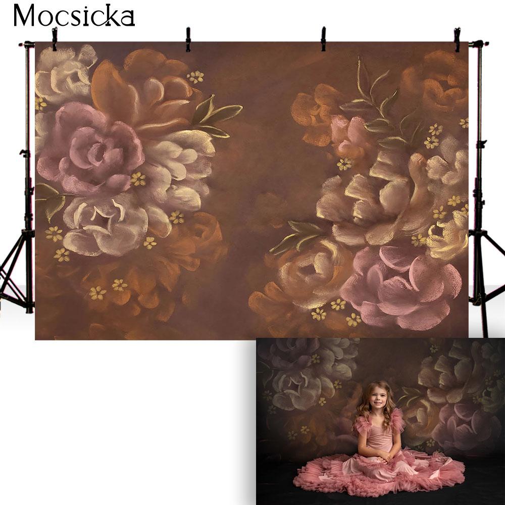 Newborn Floral Backdrop for Photography Children Baby Birthday Portrait Abstract Flower Photo Background Little Girls Photocall