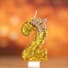 1pc Golden Crown Number 0-9 Cake Decor Candles for Birthday Wedding Anniversary Party DIY Cake Decoration Supplies