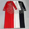 European and American Studded Bandage Long Sleeve Evening Gown - Slim Fit Socialite Party Dress