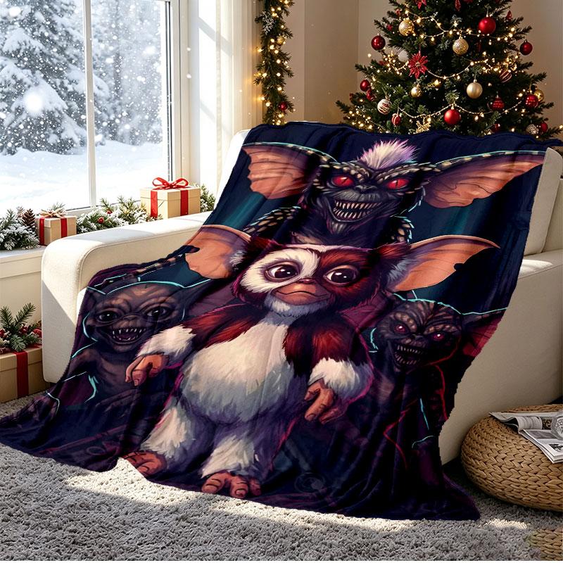 Gizmo (Gremlins) Pattern Blanket for Home Decoration, Bed, Sofa, Car Travel, Camping, Suitable for All Seasons, Birthday Christmas Gift