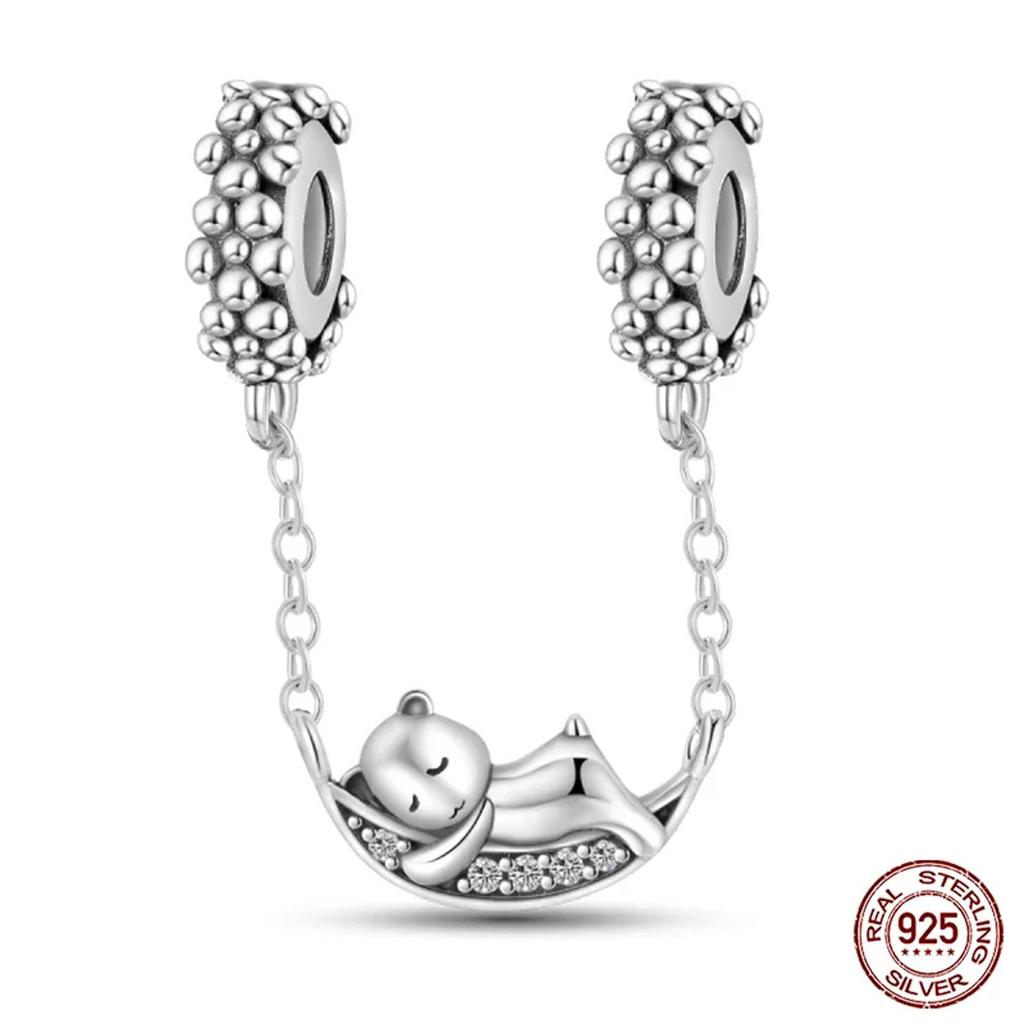 Copper Star Crescent Sun Earth Safety Chain Piece Fit Original Wrist Bracelet Beaded Designer Charms Necklace Female Jewelry