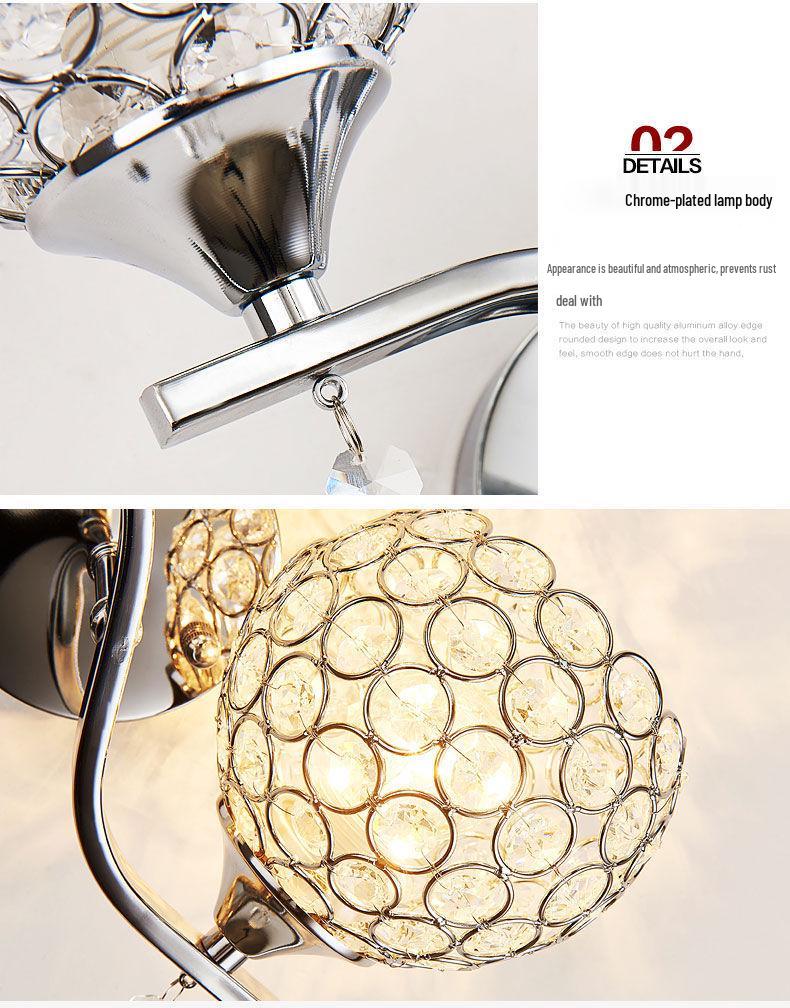 Modern Minimalist LED Crystal Wall Lamp - Energy-Saving Warm Lighting for Bedroom & Living Room