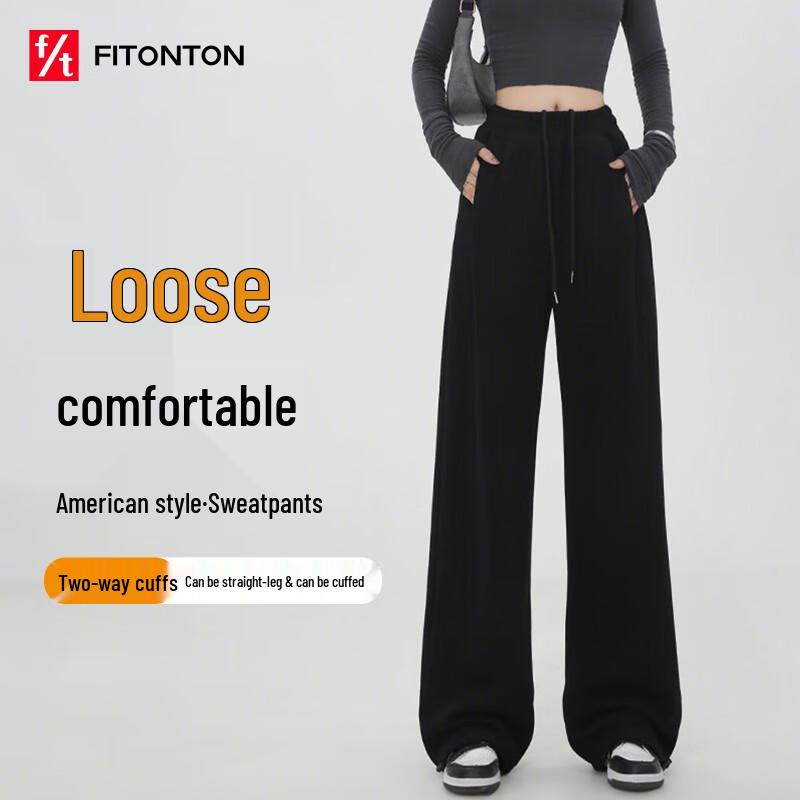 

FitonTon Women s High-Waist Cuffed Sweatpants L