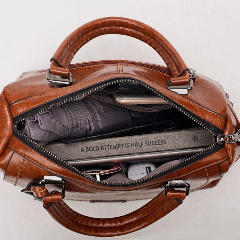 Boston Crossbody Bags for Women 2026 Tote Shouler Bag Luxury Handbags Women Bags Designer Famous Brand Oil Wax Leather Rivet Bag
