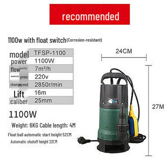 Pompă submersibilă silențioasă compactă, rezistentă la acizi și alcali, rezistentă la coroziune, cu înălțime mare de pompare și aspirație inferioară