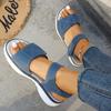 Cross Border Summer Velcro New Foreign Trade Large Size Platform Roman Beach One Line Sandals Women