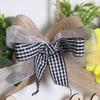 Round Outdoor Hanging Ornament Wooden Pendant Welcome/hello Sign Wreath Set With Bow Home Decoration