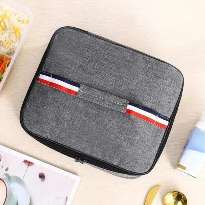 Camping Picnic Insulated Lunch Box-Oxford Cloth+Aluminum Foil Cold Food Cooler Thermal Bag Handbag, Men Women Travel Portable