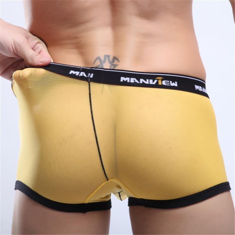 Men Sexy Underwear Letter Printed Shorts Bulge Pouch Underpants