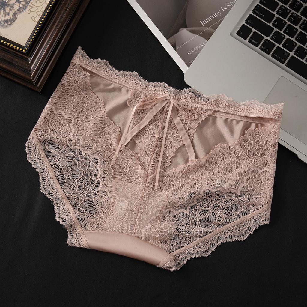 Ladies Spring and Summer New Lace Pure Sexy Pure Cotton Crotch Waist Triangle Briefs