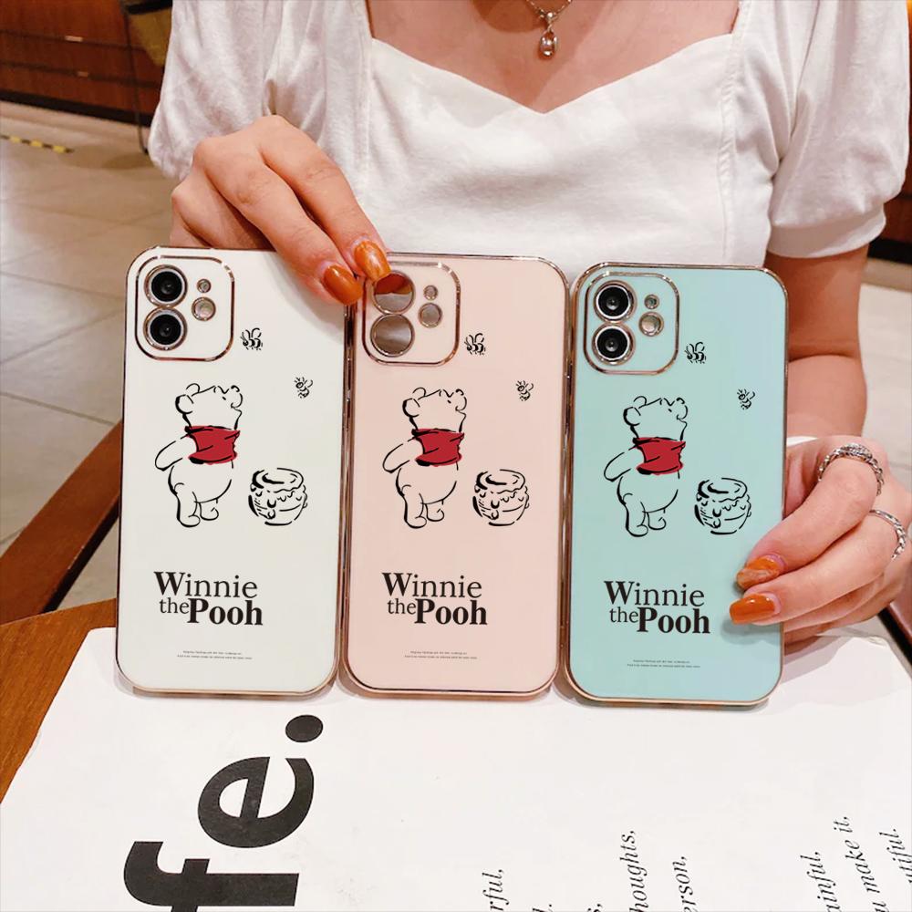

Мягкий чехол для телефона с квадратным краем и рисунком Винни-Пуха, роскошный чехол из ТПУ для iPhone Motorola OnePlus