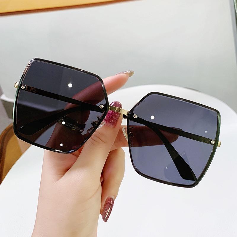 Metal Sunglasses Stylish Large Frame Women's Sunglassesnap Sun-shade Glasses Ins Sunglasses