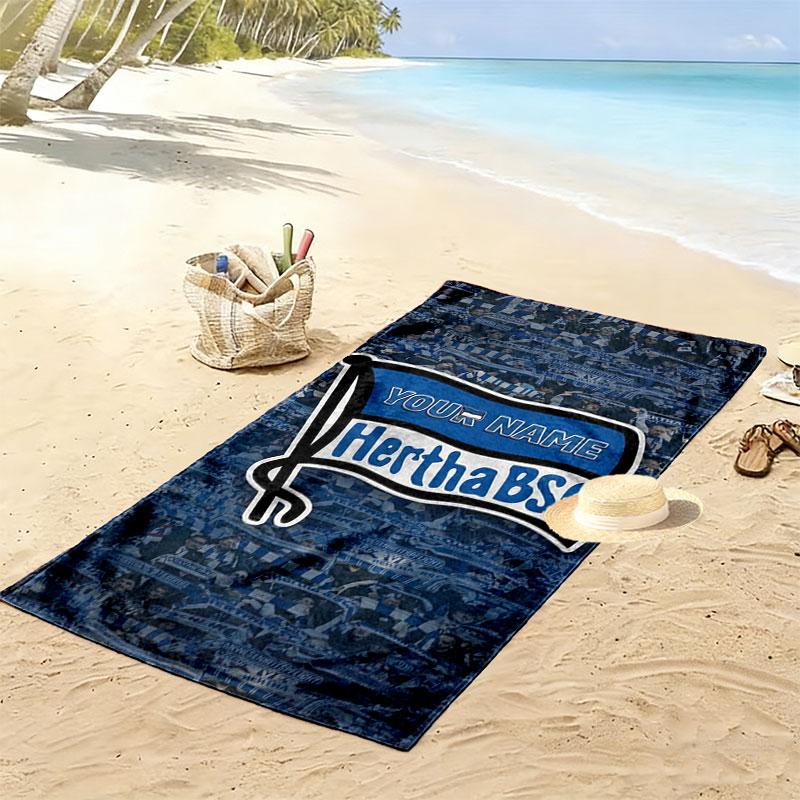 Hertha BSC Custom Name Print Beach Towel, Large Soft Quick Dry Towel for Beach Camping Swimming