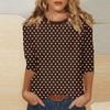 Women's O-neck 3/4 Sleeve Striped  Print Top