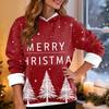 Women's Casual Fashion Plus Velvet Thickened Christmas Print Hooded Sweatshirt