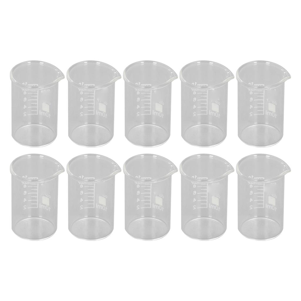 10PCS Beaker Borosilicate Glass Clear Scale Laboratory Beaker for Academic Industrial Experiment 10ml