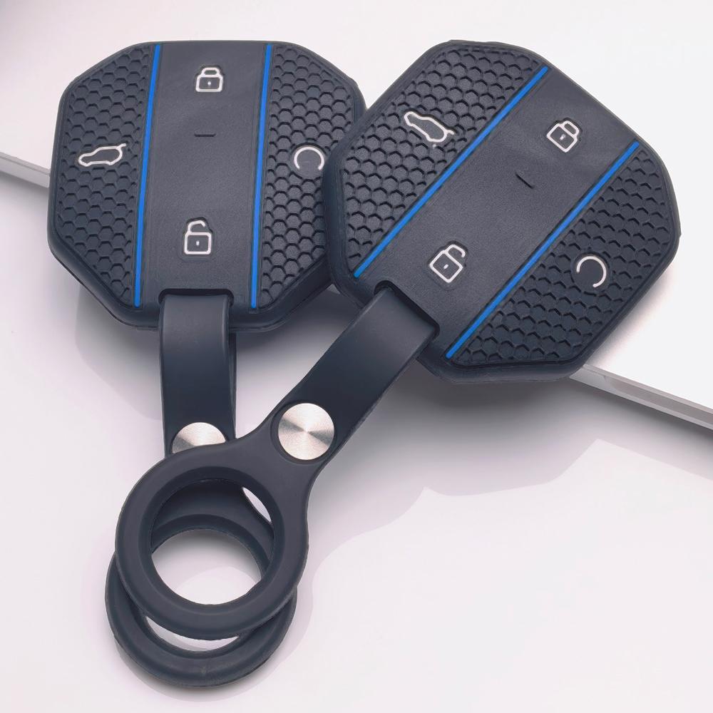 Anti Slip Car Key Protector for Chery JETOUR Freedom Traveler Tiggo 7 Pro Arrizo 8 with Keychain Honeycomb Texture Racing Stripe Remote Key Protector