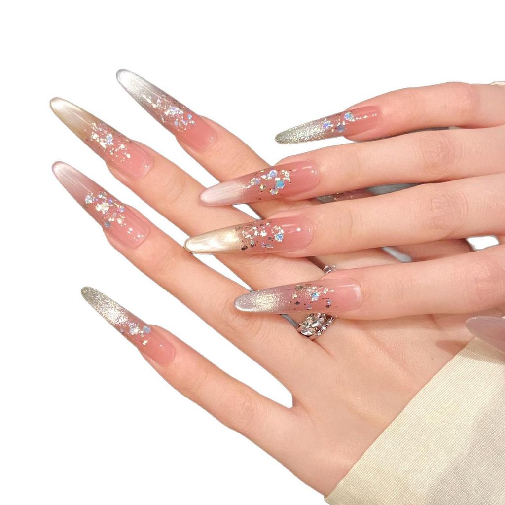 Yihe Vitality Rainbow Cat Eye Blush: Handmade Flashy Wearable Nails