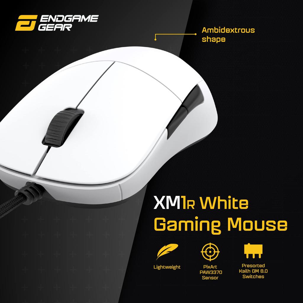 Endgame Gear XM1r Gaming PAW3370 5 White Mouse, Sensor, 50-19,000 CPI, Buttons, GM8.0 Switches, (EGG-XM1R-WHT)