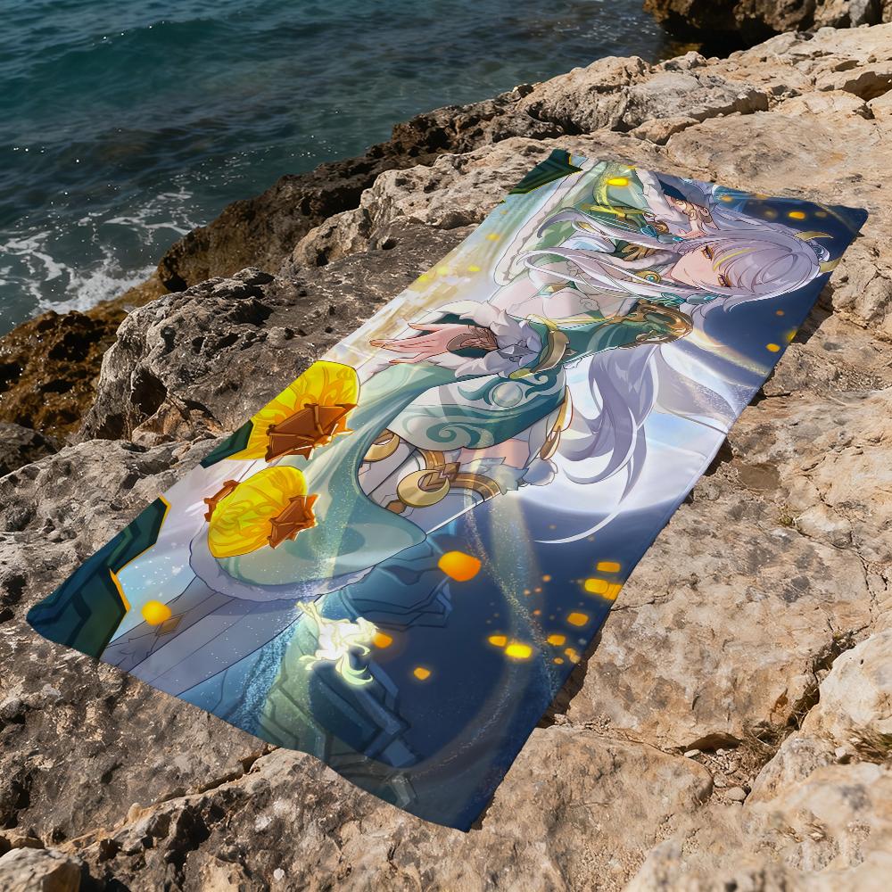 Genshin Impact Zibai Towel Beach Quick Dry Soft Pool Towels Gift for Travel Gym Shower Camping Sports