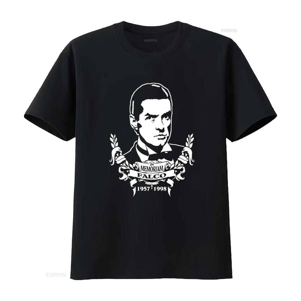 In Memoriam Falco 1957 1998 T Shirt Print Tribute Design Vintage Washed Versatile Streetwear Homme Casual Top For Everyday Wear