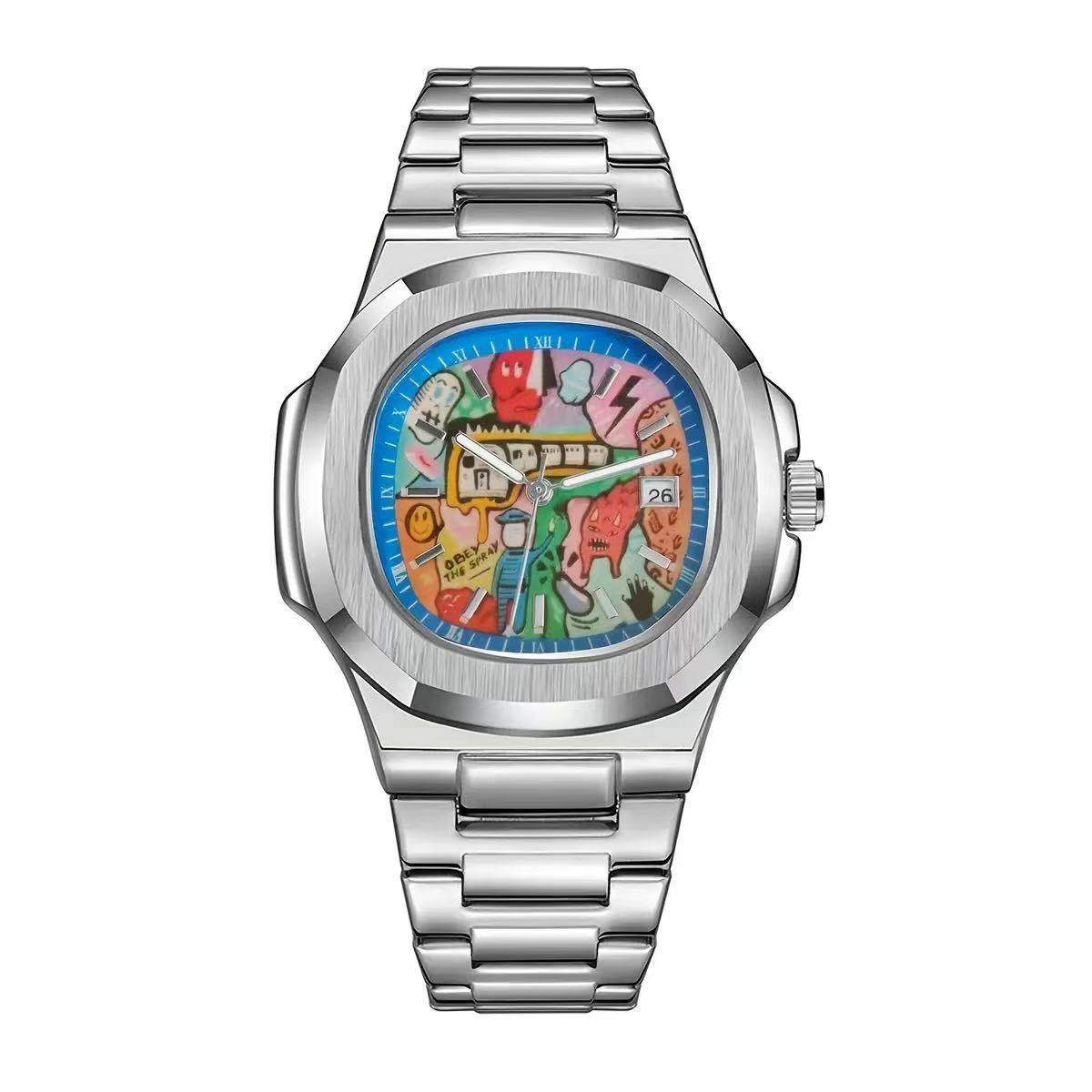 

Classic Business Square Comic Cartoon Quartz Men s Watch Casual Dial Top High Quality Steel Top Waterproof Men Watch AAA Clock