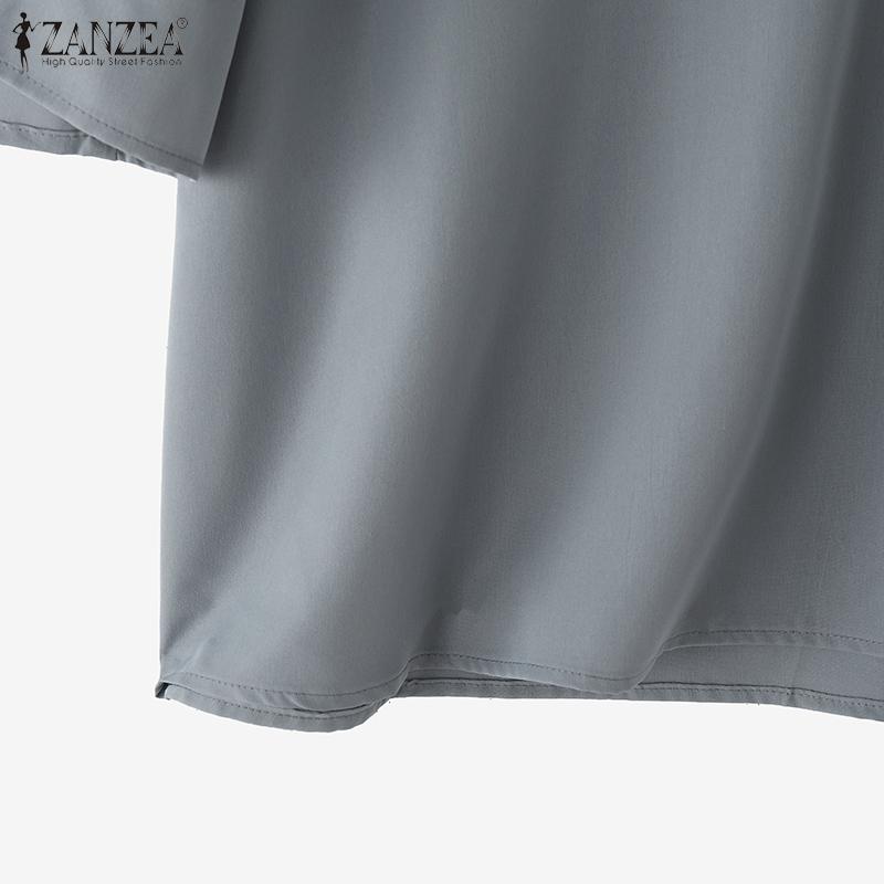 ZANZEA Dámská ležérní halenka s kulatým výstřihem, volným střihem a polovičním rukávem